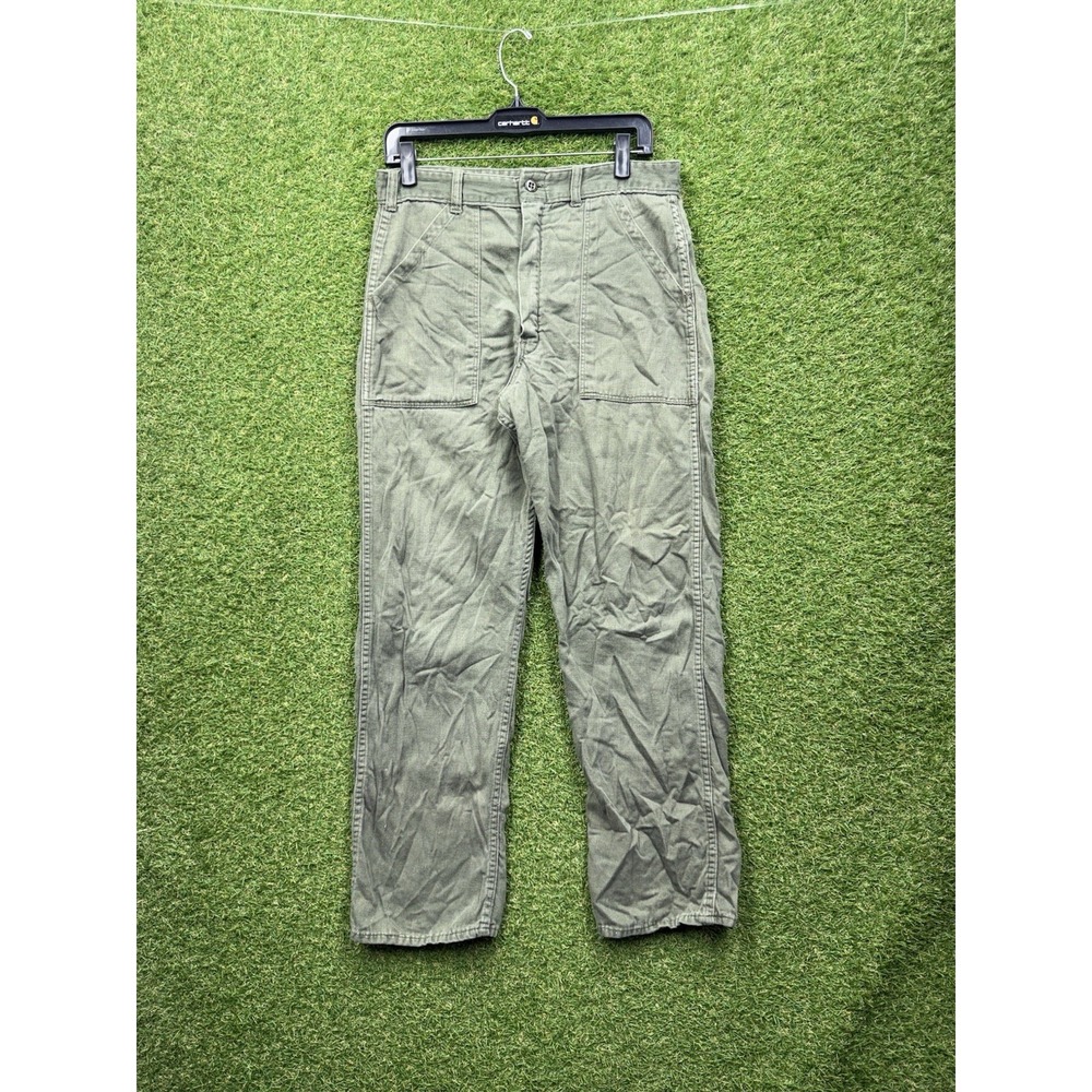 Vintage Vietnam War OG 107 Pants Mens 30x32 Green Baker Fatigue Sateen 60s